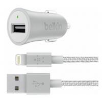 Зарядний пристрій Belkin METALLIC ( LIGHTNING сable 1.2м , USB 2.4Amp), 24W, silver (F8J186BT04-SLV)