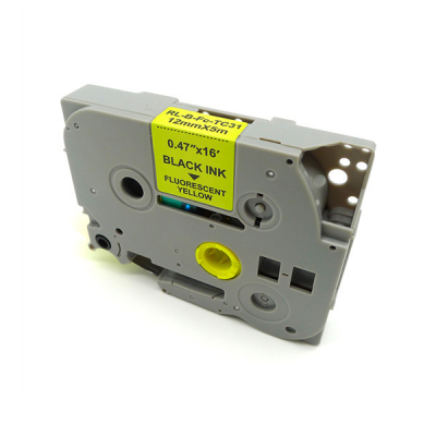 Label printer tape UKRMARK RL-B-Fc-TC31P-BK/YE, analog TZEC31. fluorescent 12 mm x 5 (CBTZC31)
