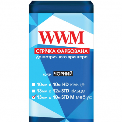 Ribbon for printers 13mm x 10m STD p. Black WWM (R13.10SR)