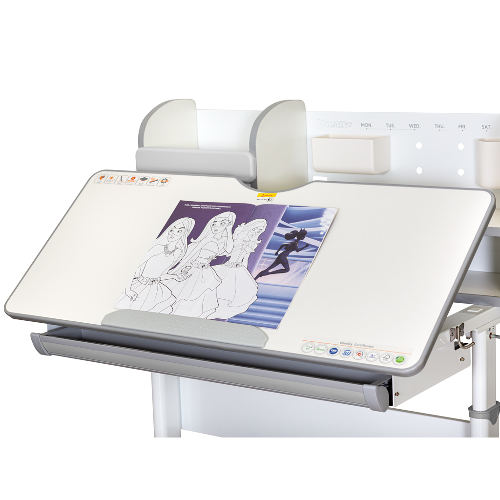 Парта Mealux Edmonton Multicolor Grey з полицею (BD-610 W/МС + G с полкой)