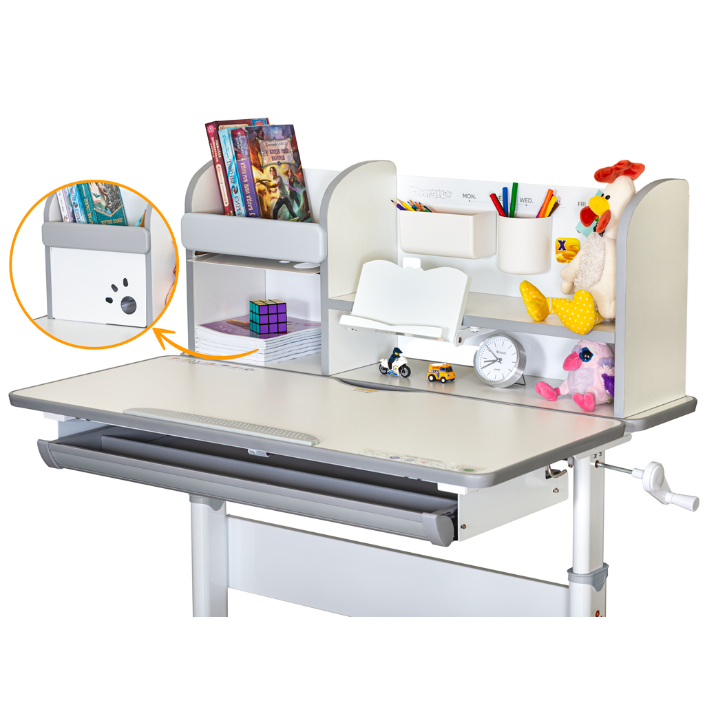 Парта Mealux Edmonton Multicolor Grey з полицею (BD-610 W/МС + G с полкой)