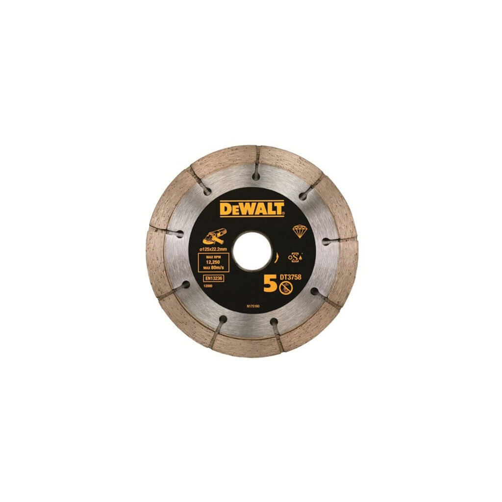 Диск пильний DeWALT алмазний здвоєний бетон/цегла/штукатурка, 125x6.3х22.2 мм (DT3758) Диск пильний DeWALT алмазний здвоєний бетон/цегла/штукатурка, 125x6.3х22.2 мм (DT3758)