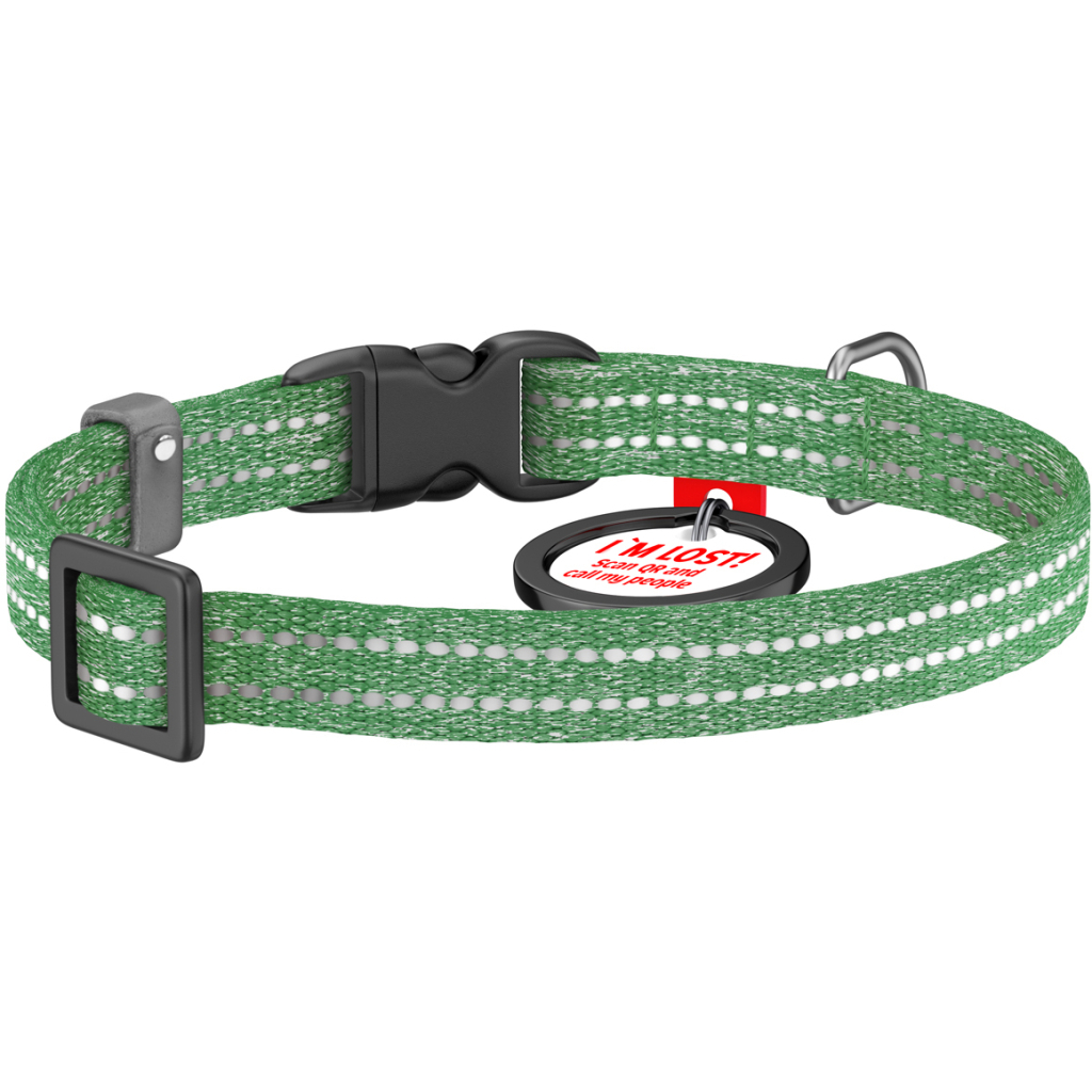 Нашийник для тварин WAUDOG Re-cotton з QR паспортом для котів та дрібних порід собак XS зелений (164018) Нашийник для тварин WAUDOG Re-cotton з QR паспортом для котів та дрібних порід собак XS зелений (164018)