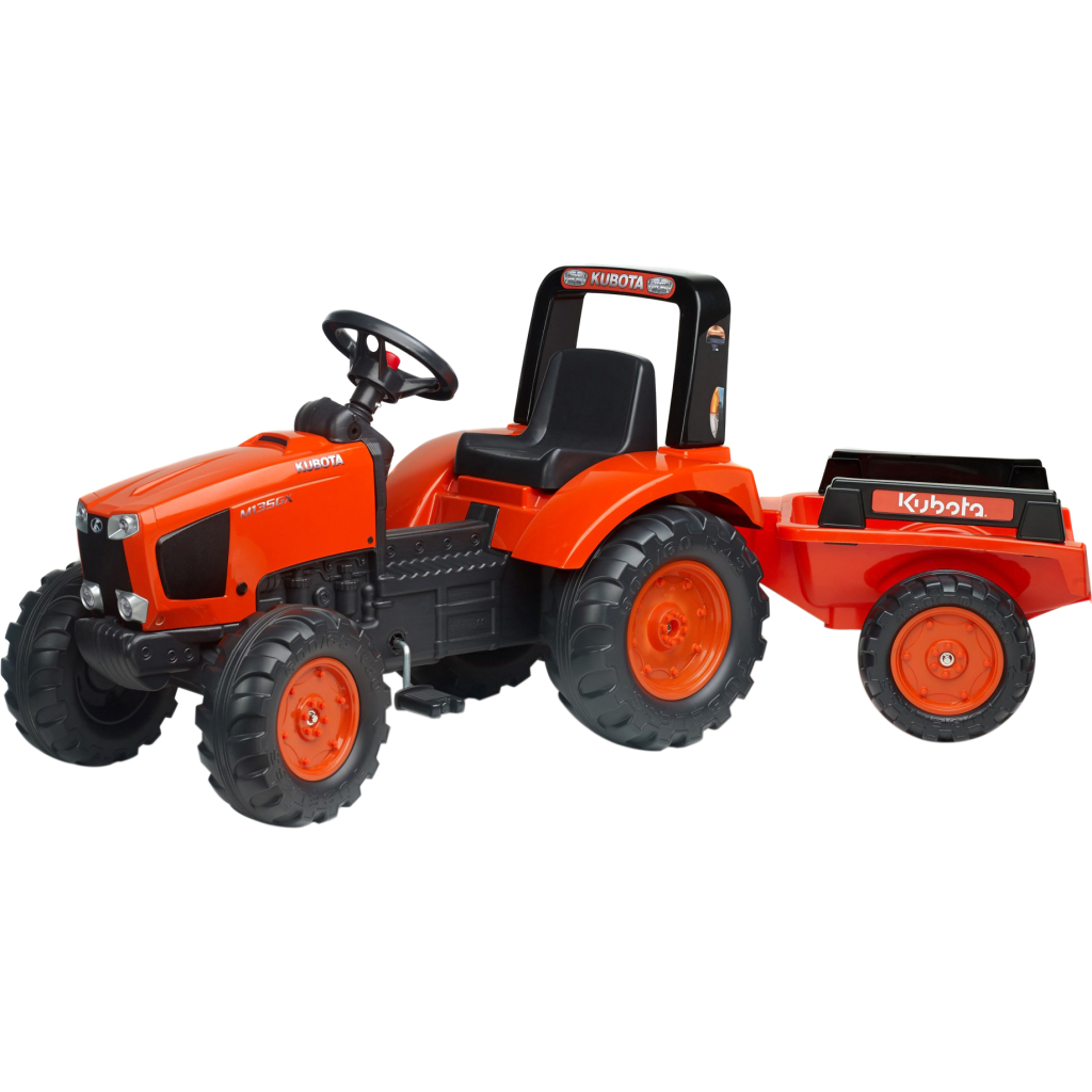 Веломобіль Falk KUBOTA трактор з причепом, помаранчевий (2060AB)