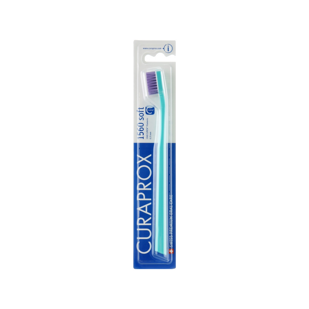 Зубна щітка Curaprox CS 1560 Soft М'яка D 0.15 мм Бірюзова з фіолетовою щетиною (CS 1560-06)