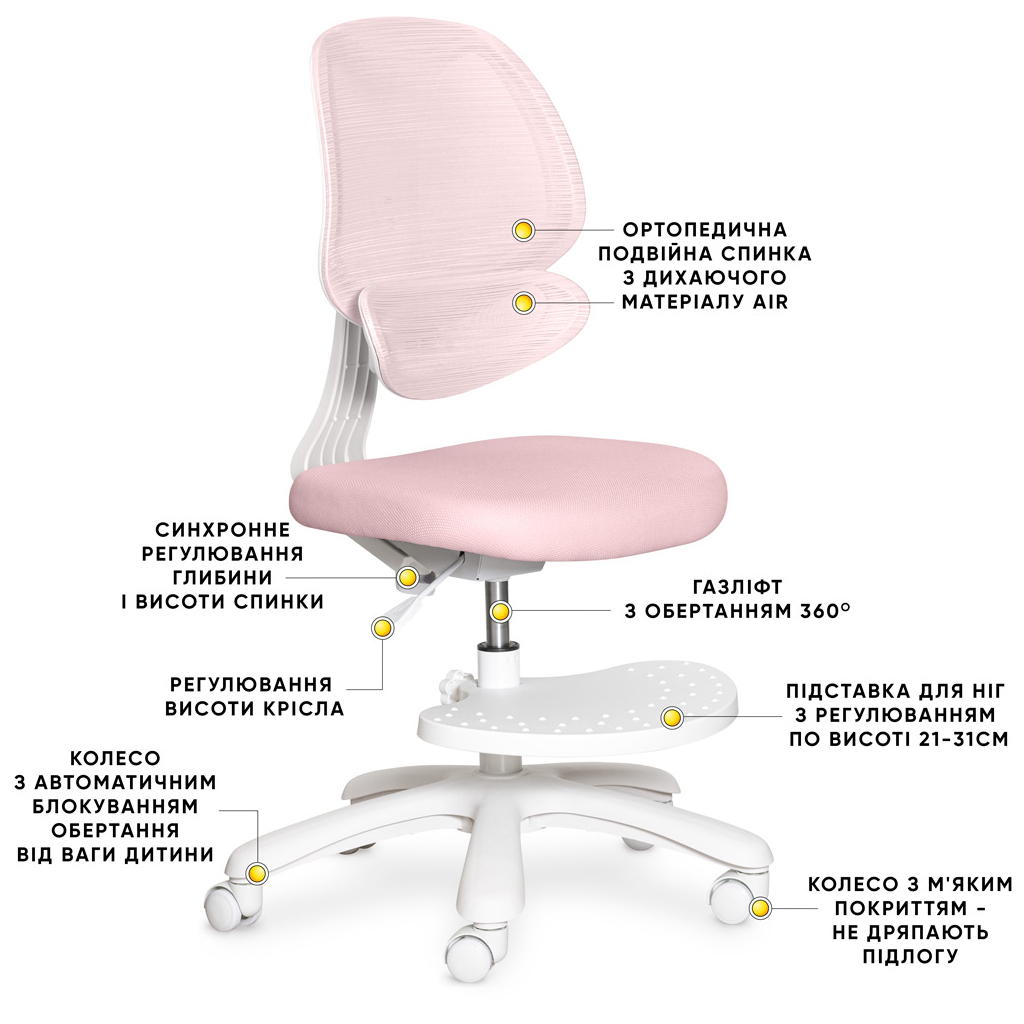 Дитяче крісло Evo-kids Sirius Air Pink (Y-605 KP)