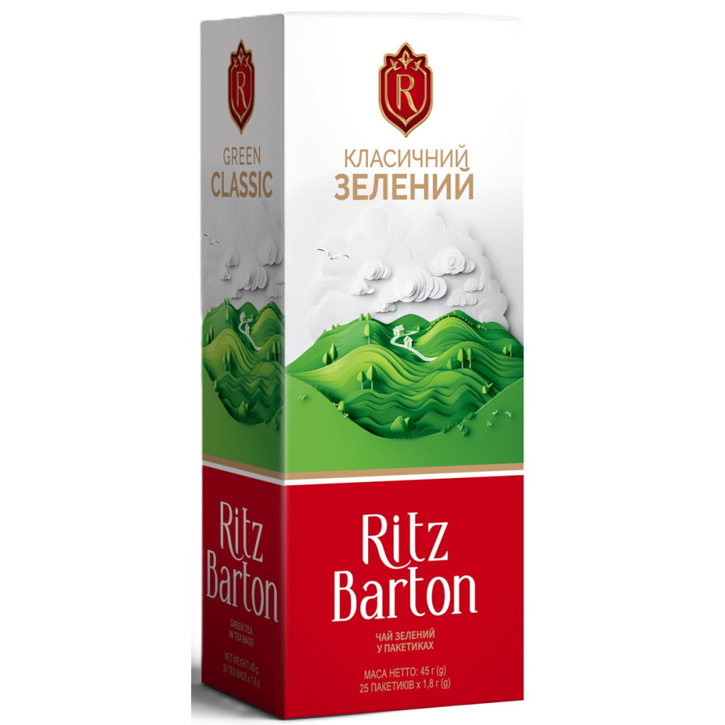 Чай Ritz Barton Класичний Зелений 25 пакетиків по 1.8 г (4820279611280)