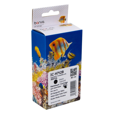 Картридж Barva HP 712 (3ED70A/3ED71A) 80 мл, black (IC-H712B)