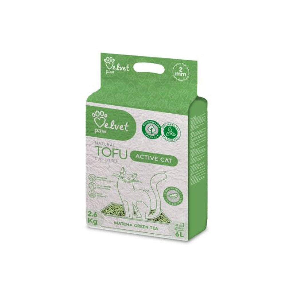 Наповнювач для туалету Velvet Paw TOFU для активних котів з екстрактом зеленого чаю матчу (2 мм) 2.6 кг (TOF70053) Наповнювач для туалету Velvet Paw TOFU для активних котів з екстрактом зеленого чаю матчу (2 мм) 2.6 кг (TOF70053)