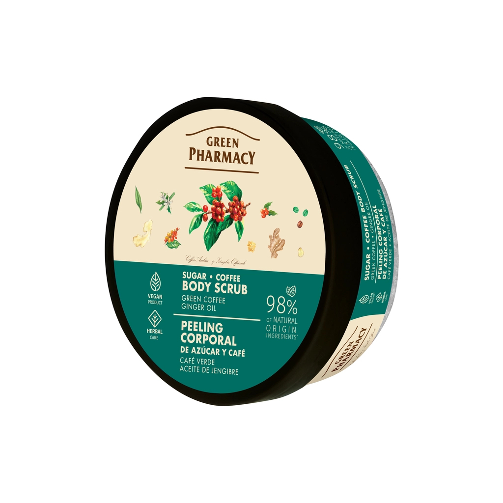 Скраб для тіла Green Pharmacy Цукрово-кавовий Зелена кава та імбирна олія 200 мл (4823015945380)