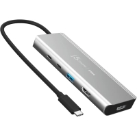 Hub J5create USB-C 7-in-1 USB 3.2 + USB-C PD + HDMI 4K + DisplayPort + SD/TF gray (JCD401-N)