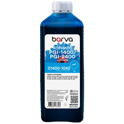 Чорнило Barva Canon PGI-1400/PGI-2400 1 л, special pigment, cyan (C1400-1043)