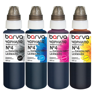 Чорнило Barva Canon/HP/Lexmark 4 4x100 мл, BK/C/M/Y, universal (CU4-100-MP)
