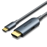 Кабель мультимедійний USB-C to HDMI M 1.5m 4K60Hz + USB-C F power gray Vention (ABLHG)