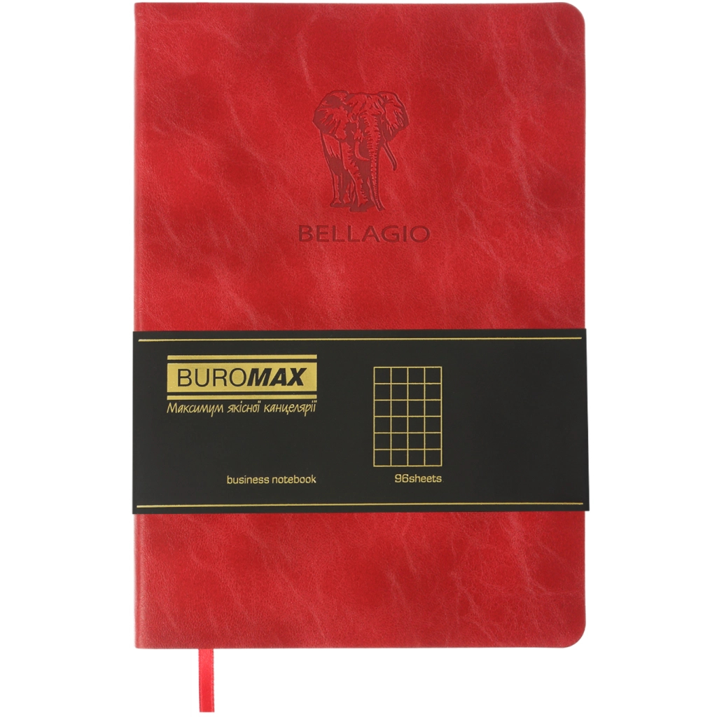 Книга записна Buromax BELLAGIO, А5, 96 аркушів, клітинка, червоний (BM.295118-05) Книга записна Buromax BELLAGIO, А5, 96 аркушів, клітинка, червоний (BM.295118-05)