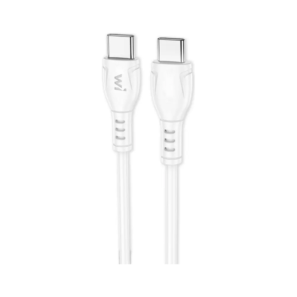 Дата кабель USB-C to USB-C 1.0m 60W PVC white Wibrand (WI.DC/BO1W-CC)