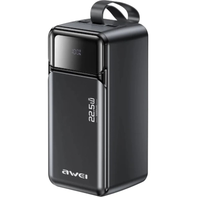Батарея універсальна AWEI 50000mAh PA-106 22,5W PD 3xUSB-C black (6954284029537)